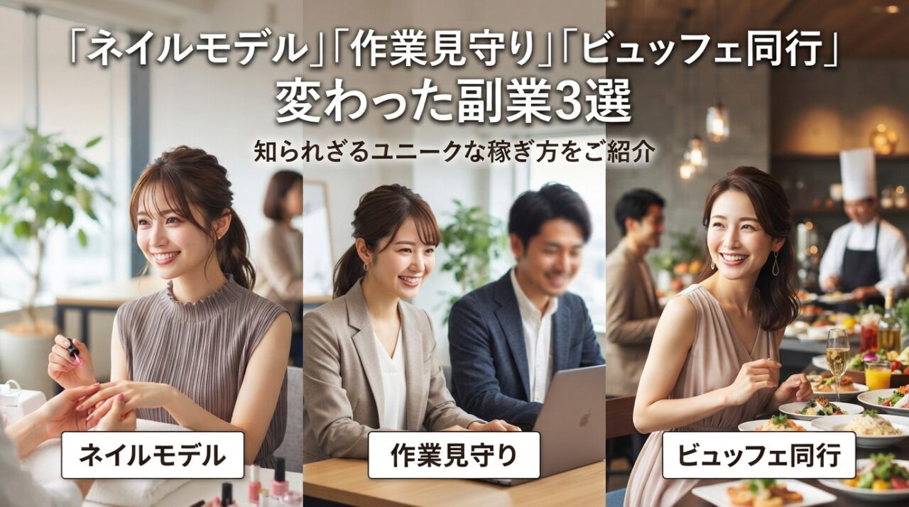 「ネイルモデル」「作業見守り」「ビュッフェ同行」変わった副業3選