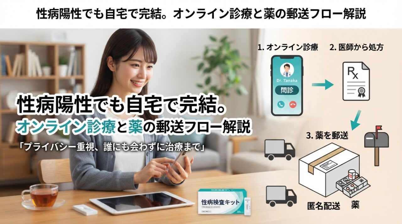 性病陽性でも自宅で完結。オンライン診療と薬の郵送フロー解説