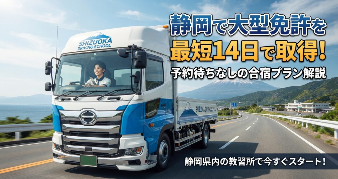 静岡で大型免許を最短14日で取得！予約待ちなしの合宿プラン解説