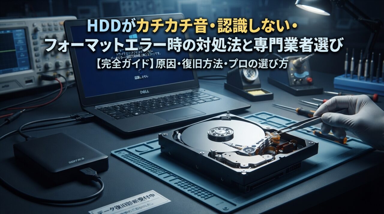 HDDがカチカチ音・認識しない・フォーマットエラー時の対処法と専門業者選び