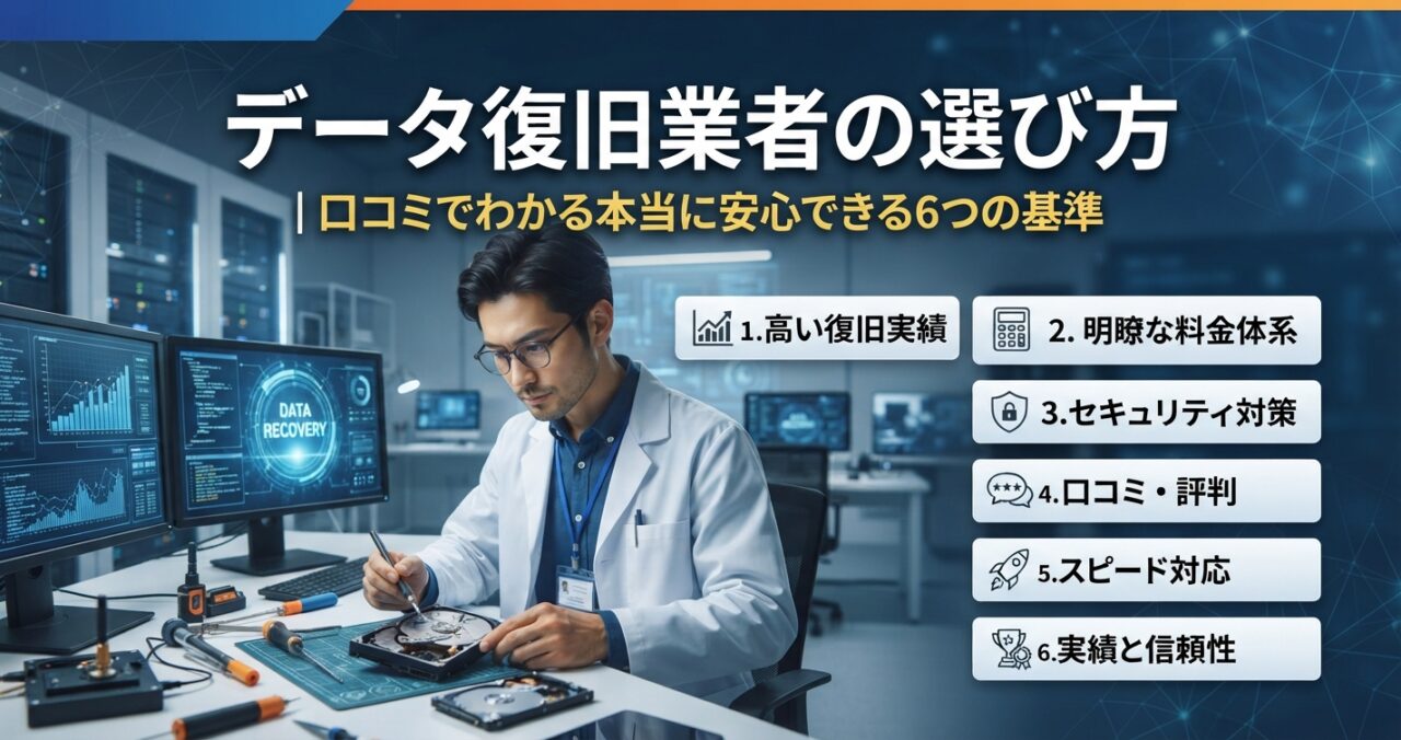データ復旧業者の選び方｜口コミでわかる本当に安心できる6つの基準