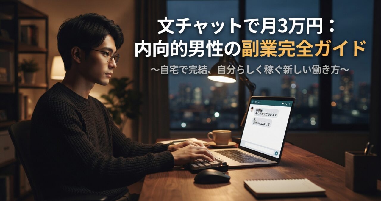 文チャットで月3万円：内向的男性の副業完全ガイド
