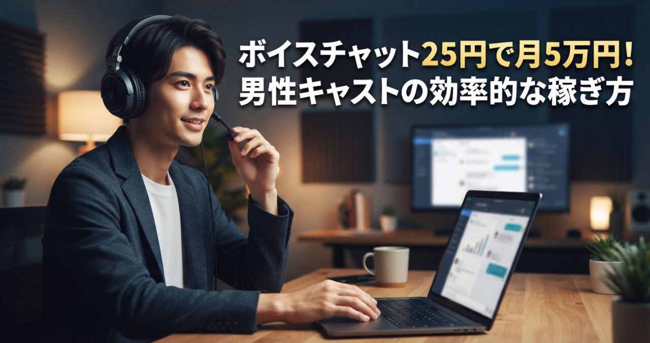 ボイスチャット25円で月5万円！男性キャストの効率的な稼ぎ方
