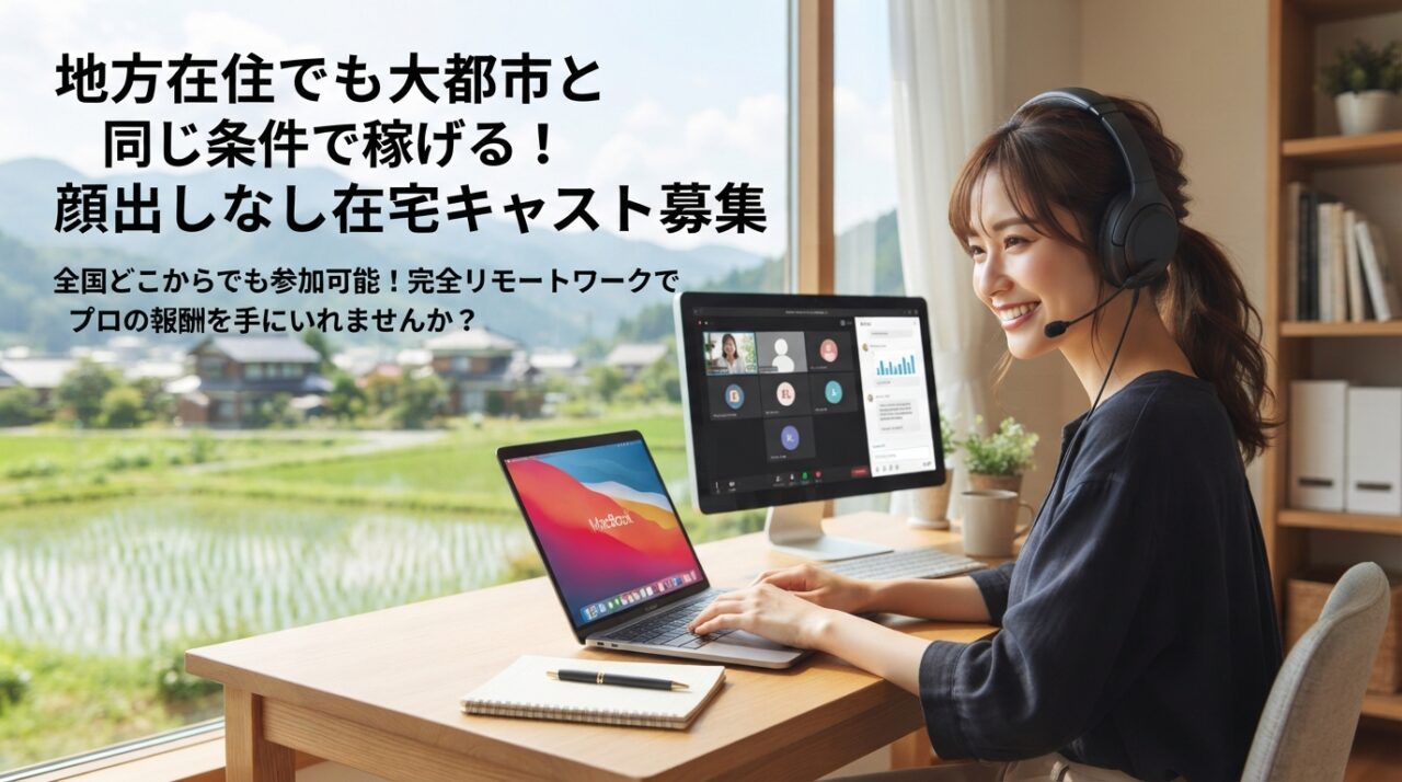 地方在住でも大都市と同じ条件で稼げる！顔出しなし在宅キャスト募集